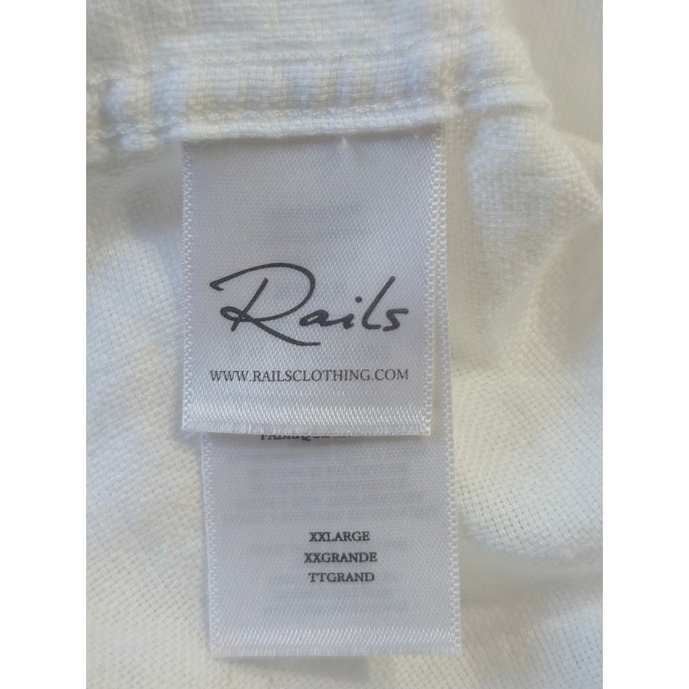 Rails Wyatt White100% Cotton Button Down Shirt Mens XXL Long Sleeve Pocket - Picture 10 of 12